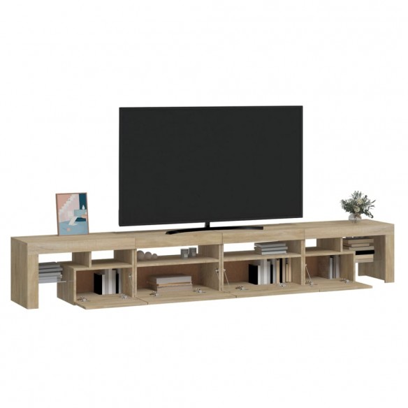 Meuble TV avec lumières LED Chêne sonoma 260x36,5x40 cm