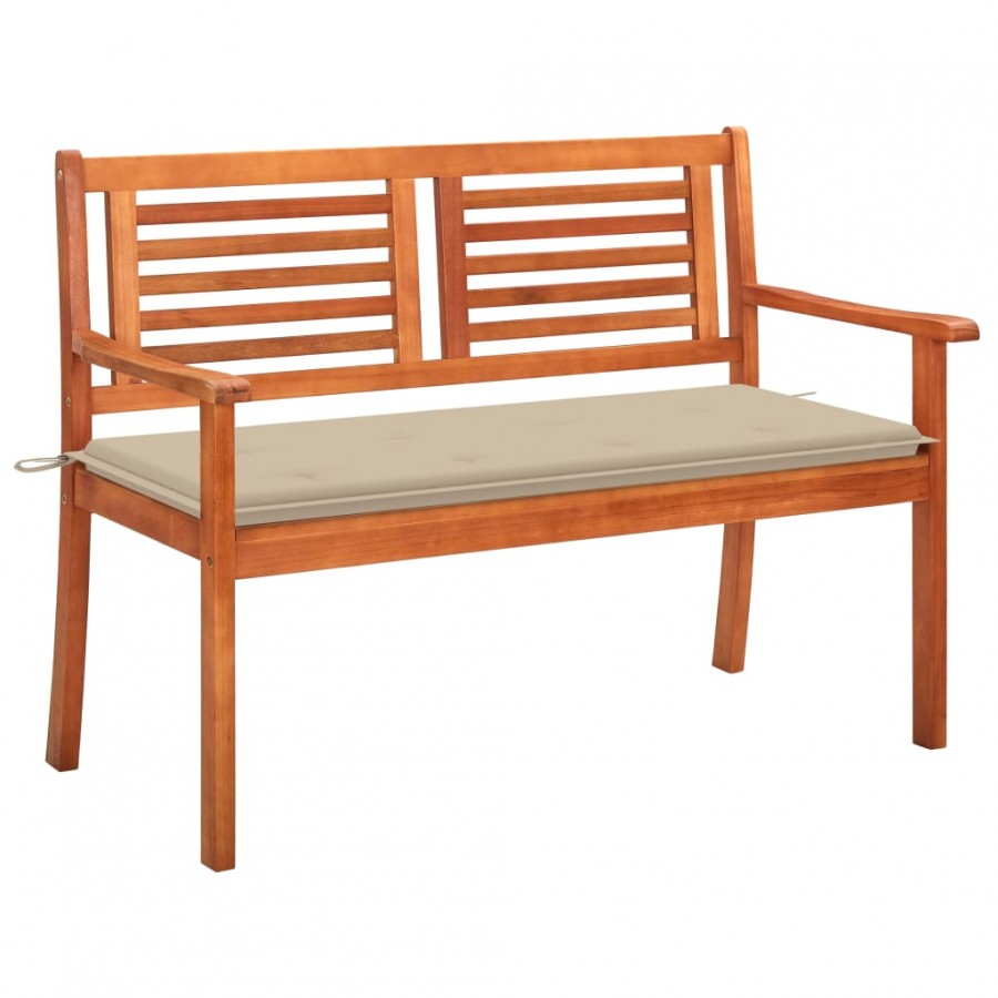 Banc de jardin 2 places avec coussin 120 cm Bois d'eucalyptus