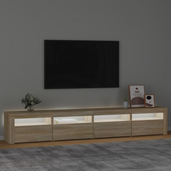 Meuble TV avec lumières LED Chêne sonoma 240x35x40 cm