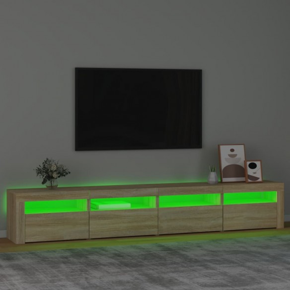 Meuble TV avec lumières LED Chêne sonoma 240x35x40 cm