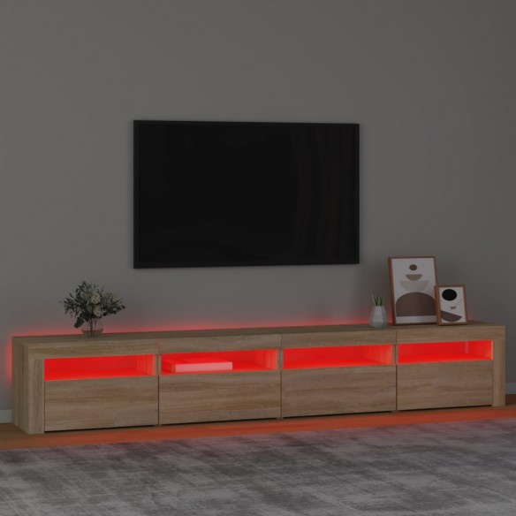 Meuble TV avec lumières LED Chêne sonoma 240x35x40 cm