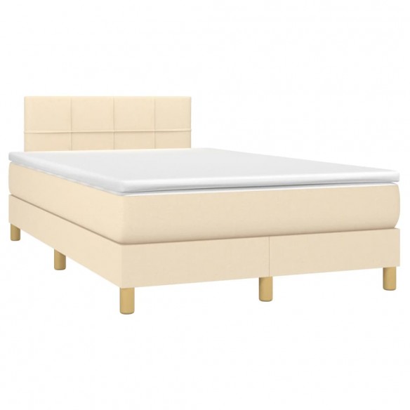 Cadre de lit matelas et LED crème 120x190 cm tissu