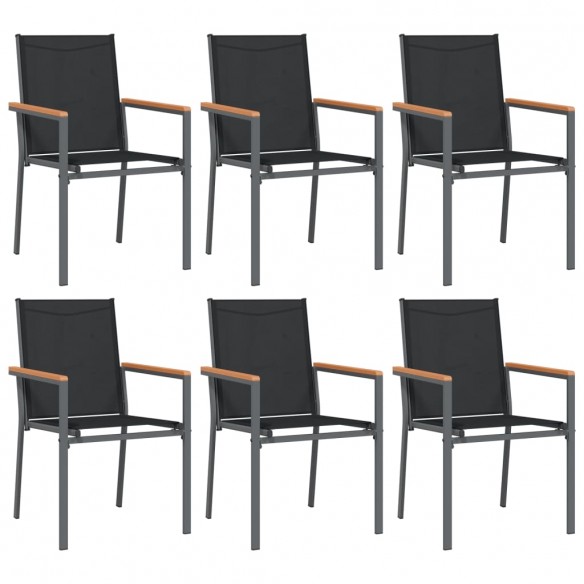 Chaises de jardin lot de 6 noir 55x61,5x90cm textilène et acier