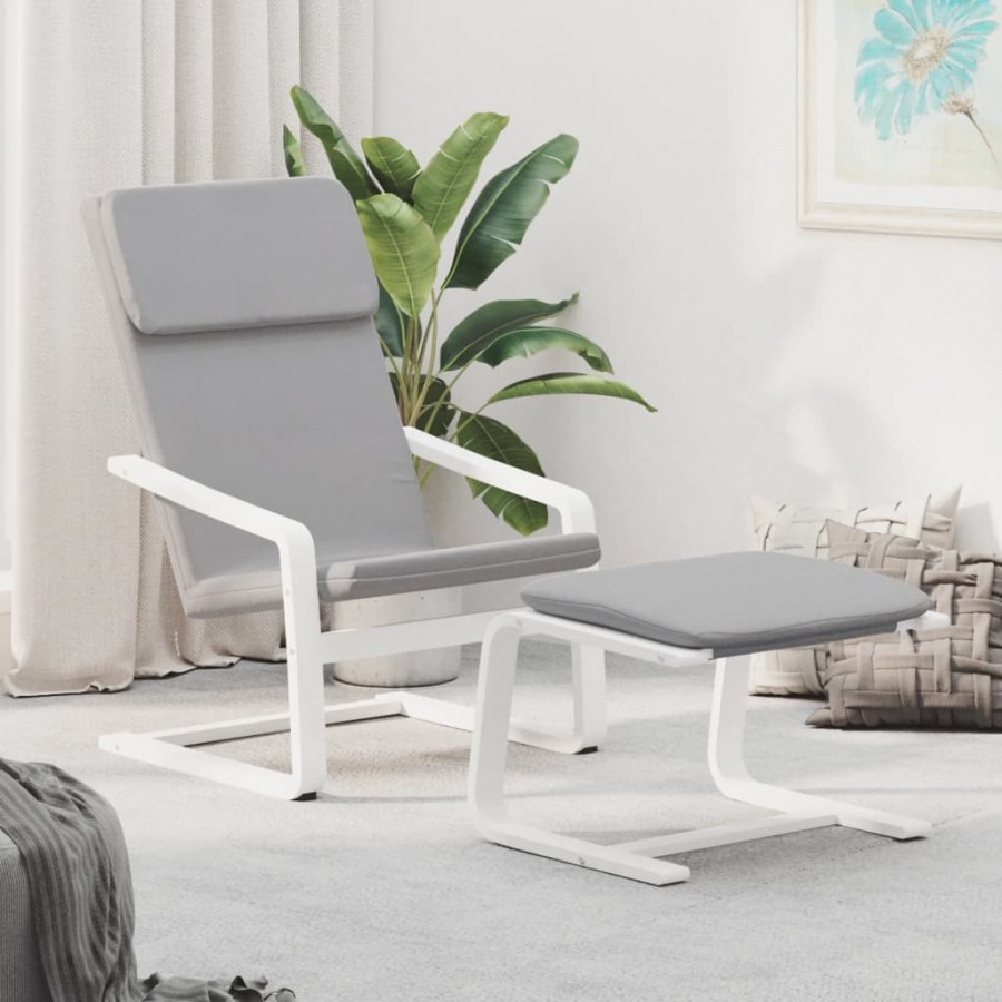 Chaise de relaxation avec repose-pied Gris clair Tissu