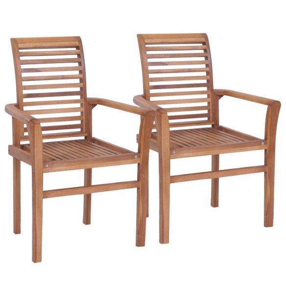 Chaises à dîner 2 pcs avec coussins bleu clair Bois de teck