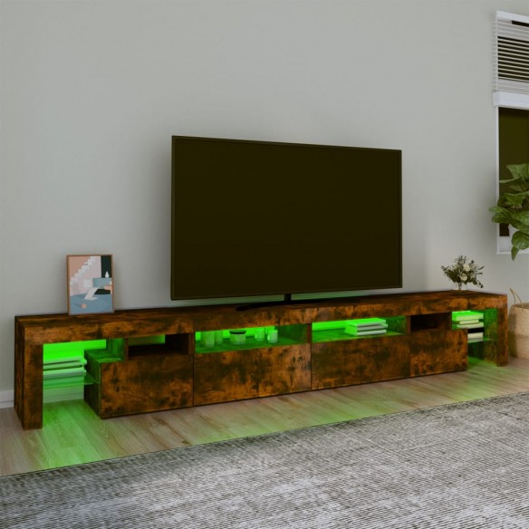 Meuble TV avec lumières LED Chêne fumé 260x36,5x40 cm