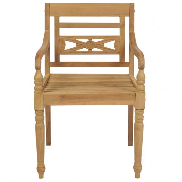 Chaises Batavia 2 pcs avec coussins crème Bois de teck massif