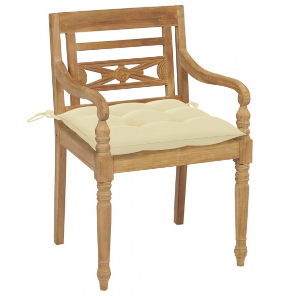 Chaises Batavia avec coussins 4 pcs Bois de teck solide