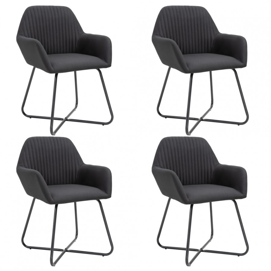 Chaises à manger lot de 4 noir tissu