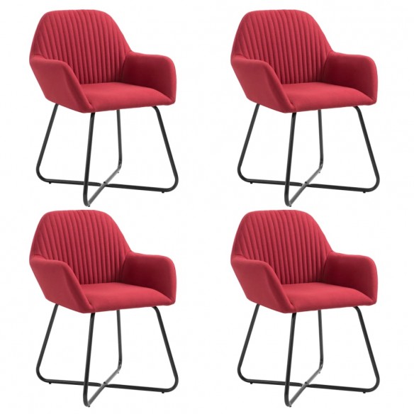 Chaises à manger lot de 4 rouge bordeaux tissu