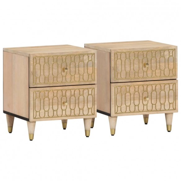 Tables de chevet 2 pcs 40x33x46 cm Bois de manguier solide