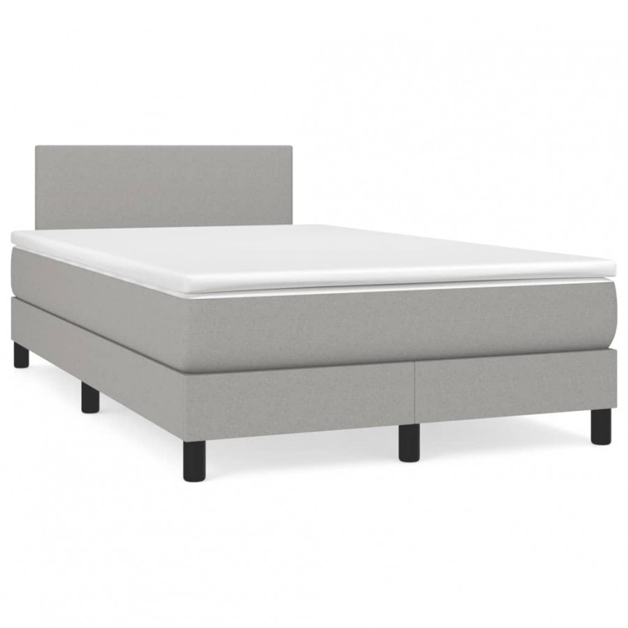 Cadre de lit matelas LED gris clair 120x190 cm tissu