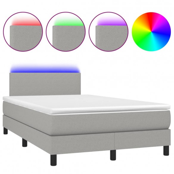 Cadre de lit matelas LED gris clair 120x190 cm tissu