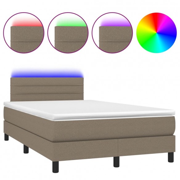 Cadre de lit matelas et LED taupe 120x190 cm tissu