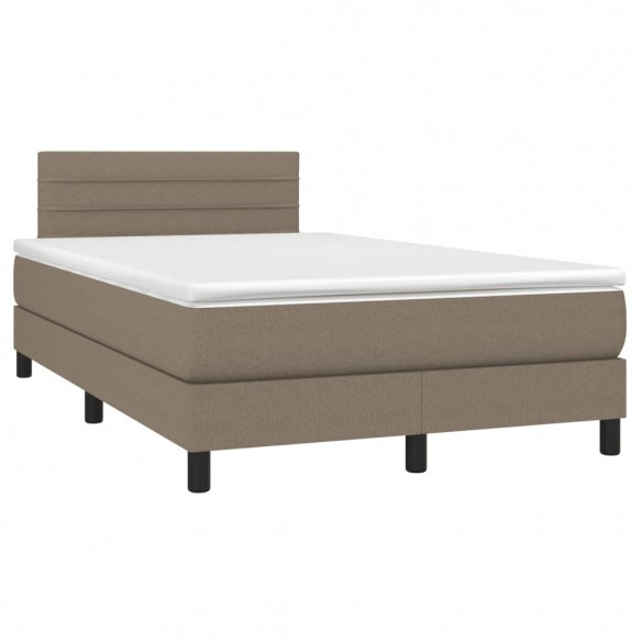 Cadre de lit matelas et LED taupe 120x190 cm tissu