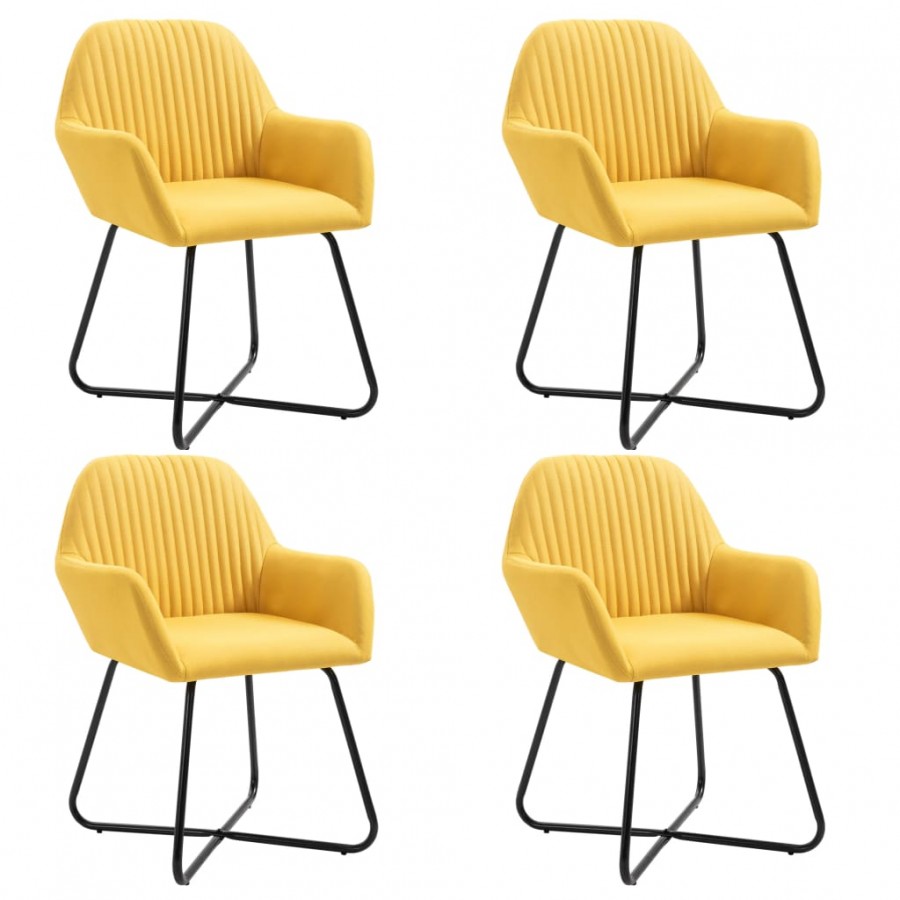 Chaises à manger lot de 4 jaune tissu