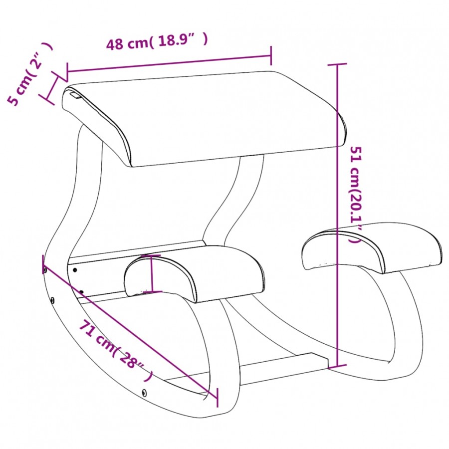 Chaise assis-genoux crème 48x71x51 cm contreplaqué de bouleau