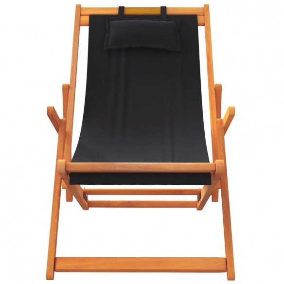 Chaises de plage pliables lot de 2 noir tissu