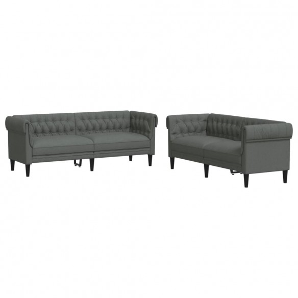 Ensemble de canapés 2 pcs gris foncé tissu