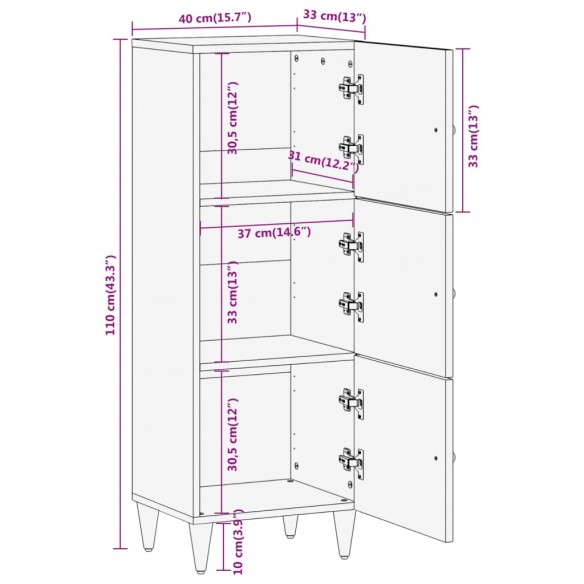 Buffet 40x33x110 cm bois de manguier massif