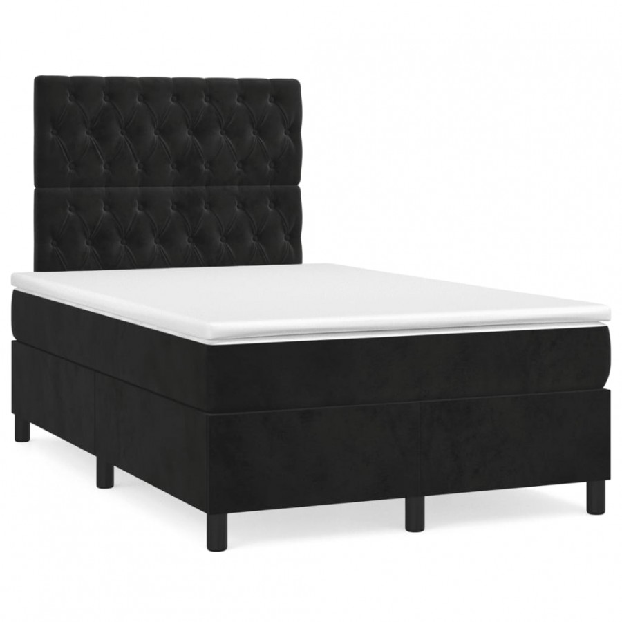 Cadre de lit avec matelas noir 120x190 cm velours