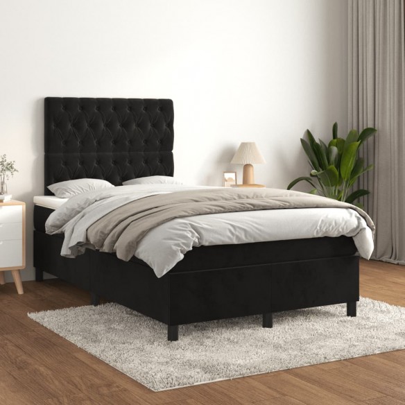 Cadre de lit avec matelas noir 120x190 cm velours