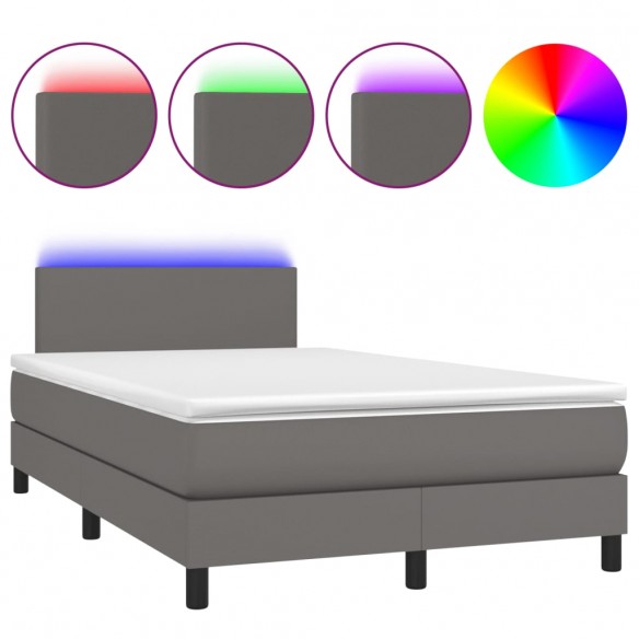 Cadre de lit matelas LED gris 120x190 cm similicuir