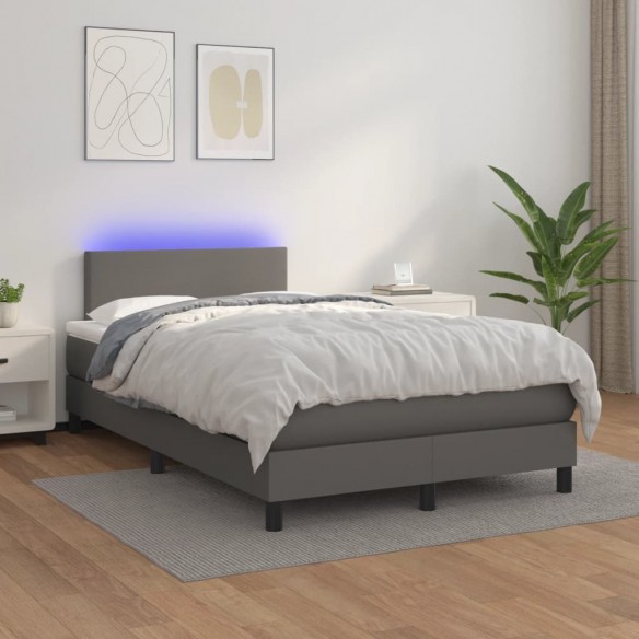 Cadre de lit matelas LED gris 120x190 cm similicuir