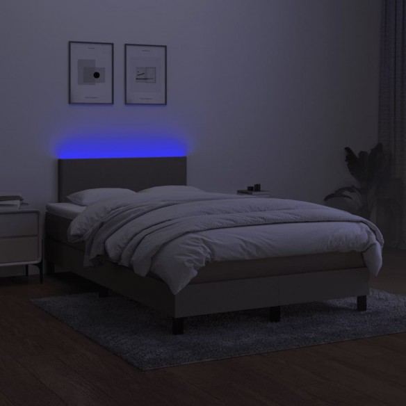 Cadre de lit matelas et LED taupe 120x190 cm tissu