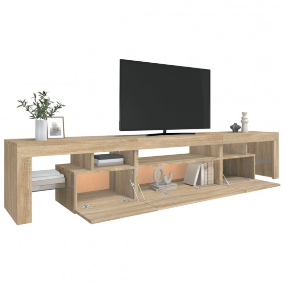 Meuble TV avec lumières LED Chêne sonoma 215x36,5x40 cm