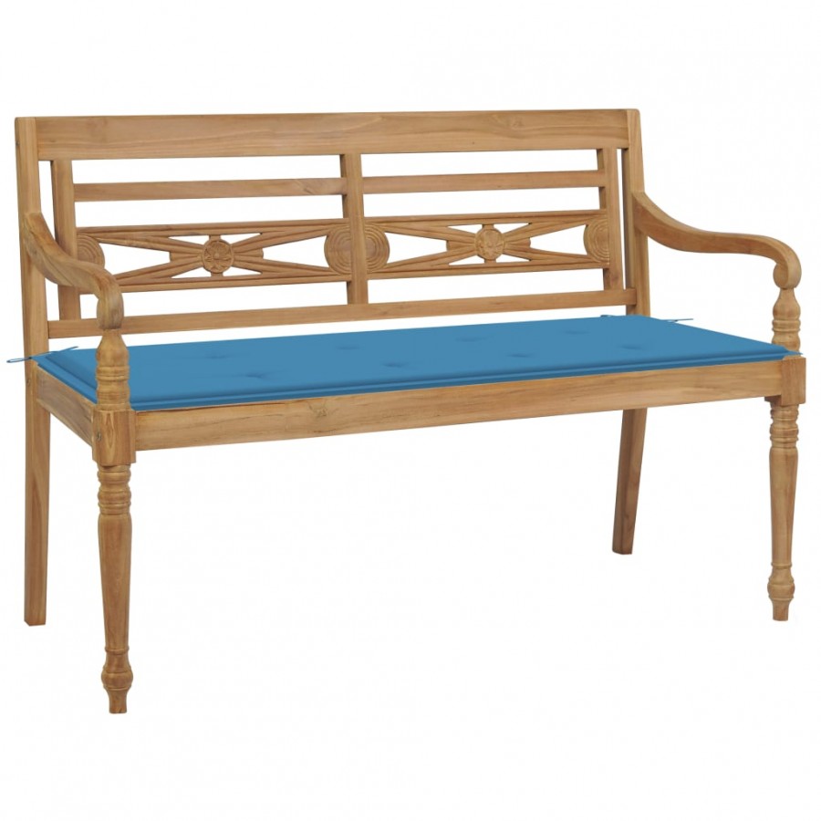 Banc Batavia avec coussin bleu 120 cm...