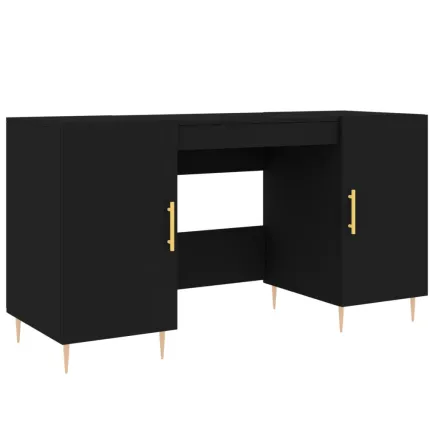 Bureau noir 140x50x75 cm bois d'ingénierie 2