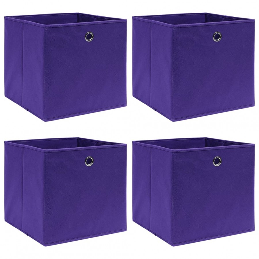 Boîtes de rangement 4 pcs Tissu intissé 28x28x28 cm Violet