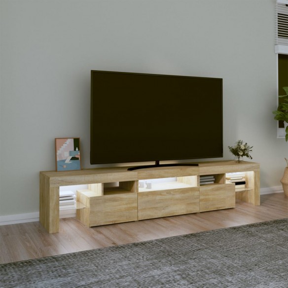 Meuble TV avec lumières LED Chêne sonoma 200x36,5x40 cm