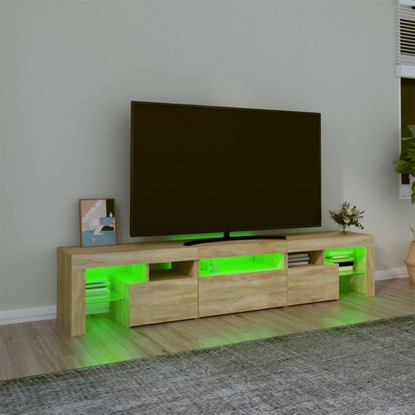 Meuble TV avec lumières LED Chêne sonoma 200x36,5x40 cm