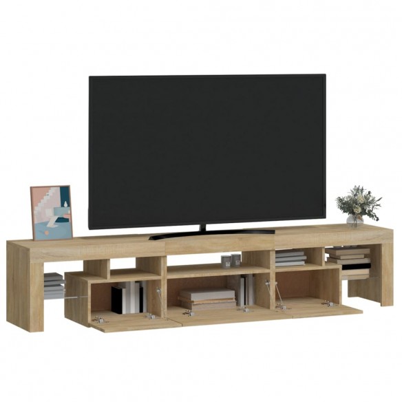 Meuble TV avec lumières LED Chêne sonoma 200x36,5x40 cm