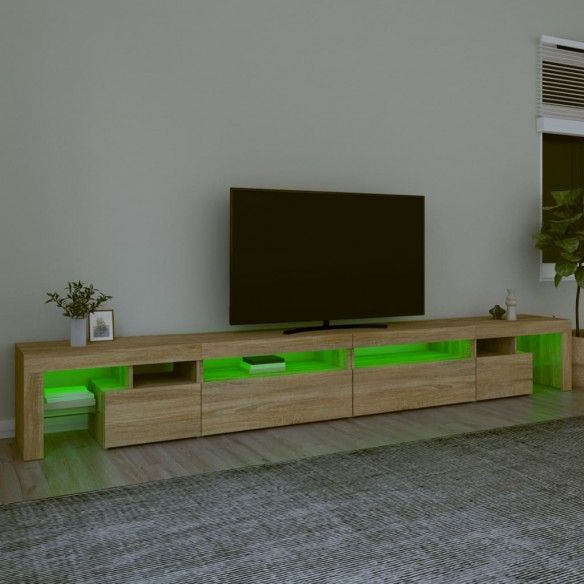 Meuble TV avec lumières LED Chêne sonoma 290x36,5x40 cm