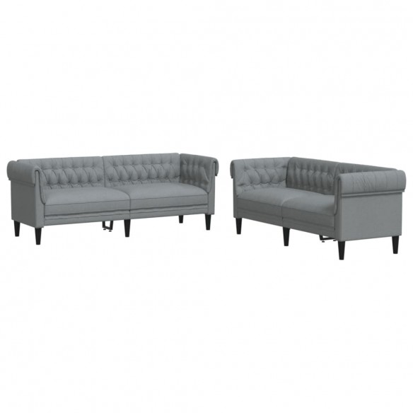 Ensemble de canapés 2 pcs gris clair tissu