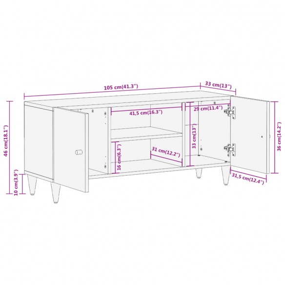 Meuble TV 105x33x46 cm Bois massif de manguier