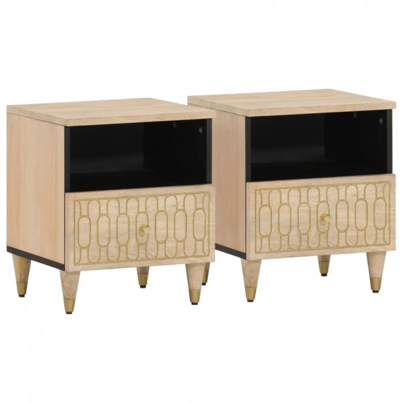 Tables de chevet 2 pcs 40x33x46 cm Bois de manguier solide