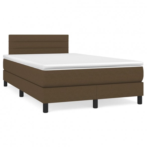 Cadre de lit matelas et LED marron foncé 120x190 cm