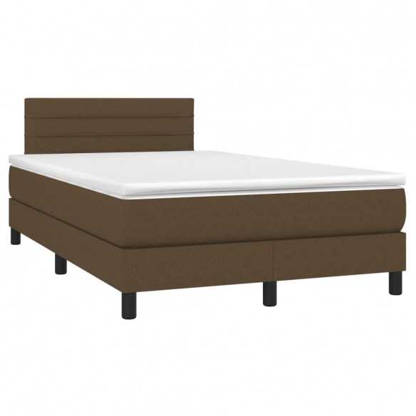 Cadre de lit matelas et LED marron foncé 120x190 cm