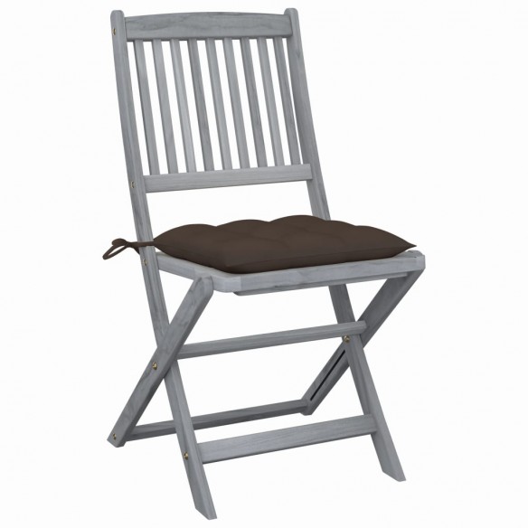 Chaises pliables d'extérieur 6 pcs avec coussins Bois d'acacia