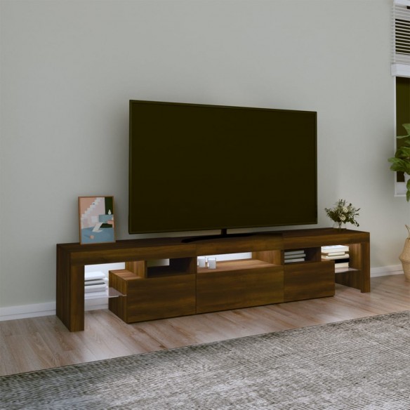 Meuble TV avec lumières LED Chêne marron 200x36,5x40 cm