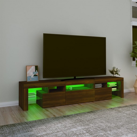 Meuble TV avec lumières LED Chêne marron 200x36,5x40 cm