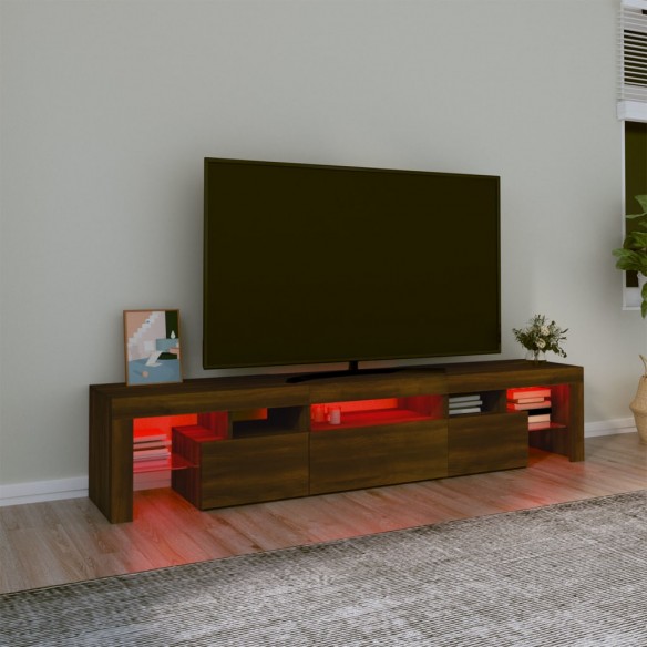 Meuble TV avec lumières LED Chêne marron 200x36,5x40 cm