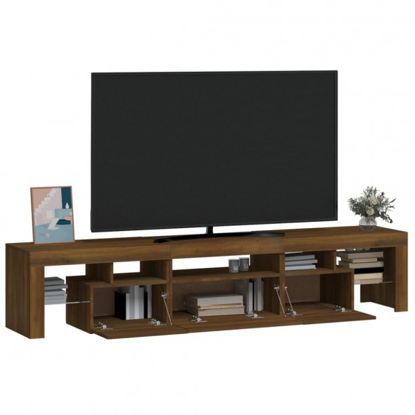 Meuble TV avec lumières LED Chêne marron 200x36,5x40 cm