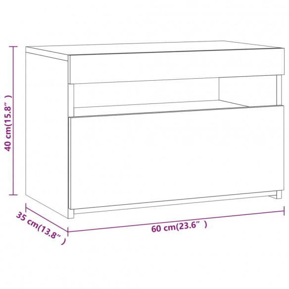 Tables de chevet 2 pcs et lumières LED Sonoma gris 60x35x40 cm