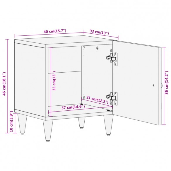 Table de chevet 40x33x46 cm Bois de manguier solide