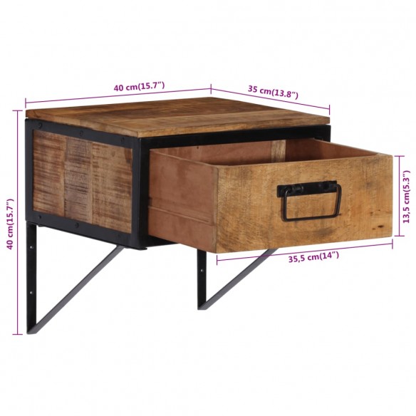 Table de chevet 40x35x40 cm bois de manguier massif